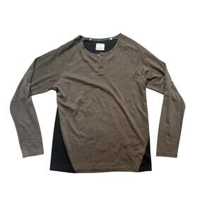 7 Diamonds Men's Long‎ Sleeve Brown and Black Henley Shirt size Large $73 MSRP